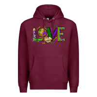 Burgundy love teacher mardi gras Premium Hoodie - OliviaCreatesArt