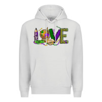 Dove Grey love teacher mardi gras Premium Hoodie - OliviaCreatesArt