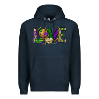 Navy love teacher mardi gras Premium Hoodie - OliviaCreatesArt