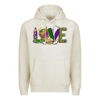 Oatmeal Heather love teacher mardi gras Premium Hoodie - OliviaCreatesArt