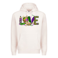 Pale Pink love teacher mardi gras Premium Hoodie - OliviaCreatesArt