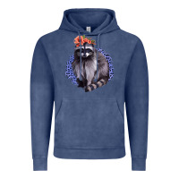 Vintage Denim Classy But A Little Thrashy Racoon With Flowers Vintage Hoodie - Jasminsmagicworld