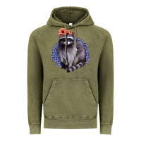 Vintage Olive Classy But A Little Thrashy Racoon With Flowers Vintage Hoodie - Jasminsmagicworld