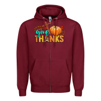 Burgundy give thanks Zipper Hoodie - CowGirlArtShop