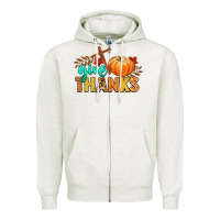 Oatmeal Heather give thanks Zipper Hoodie - CowGirlArtShop