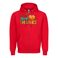 Red give thanks Zipper Hoodie - CowGirlArtShop