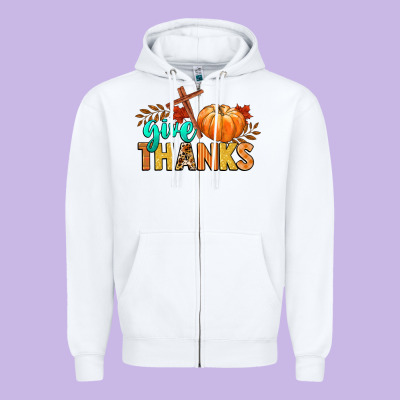 Give Thanks Zipper Hoodie Designed By Cowgirlartshop