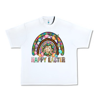 White Happy Easter Rainbow Urban Heavy Tee - BundleAndBundleShop