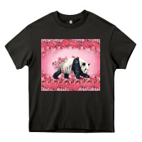 Asphalt Panda With Sakura Blooms Heavy Core Tee - LillyAllenDesigns