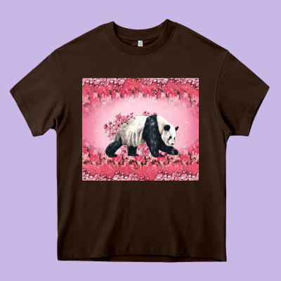 Panda With Sakura Blooms Heavy Core Tee Designed By Lillyallendesigns