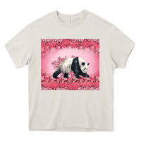 Cream Panda With Sakura Blooms Heavy Core Tee - LillyAllenDesigns