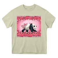 Mossy Panda With Sakura Blooms Heavy Core Tee - LillyAllenDesigns