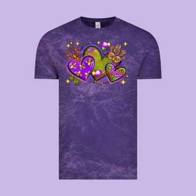 Mardi Gras Hearts Vintage Tee Designed By Bundleandbundleshop