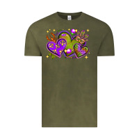 Vintage Olive Mardi Gras Hearts Vintage Tee - BundleAndBundleShop