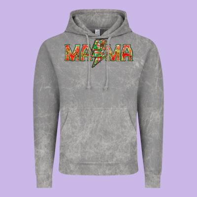 Mama Christmas Lightning Bolt Vintage Hoodie Designed By Nancycooperartshop