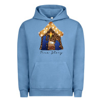 Pigment Pebble Blue True Story Black Urban Hoodie - CowhideDigitalArt