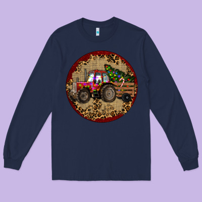 Christmas Tractor Long Sleeve Tee Designed By Ranaportraitstore
