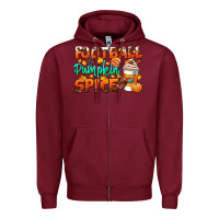 Burgundy football pumpkin spice Zipper Hoodie - CowGirlArtShop