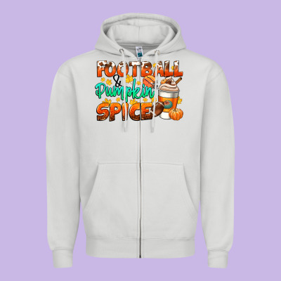 Football Pumpkin Spice Zipper Hoodie Designed By Cowgirlartshop