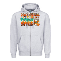 Heather Grey football pumpkin spice Zipper Hoodie - CowGirlArtShop
