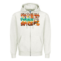 Oatmeal Heather football pumpkin spice Zipper Hoodie - CowGirlArtShop