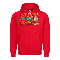 Red football pumpkin spice Zipper Hoodie - CowGirlArtShop