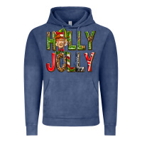 Vintage Denim Holly Jolly elf gnome Vintage Hoodie - NancyCooperArtShop