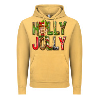 Vintage Mustard Holly Jolly elf gnome Vintage Hoodie - NancyCooperArtShop