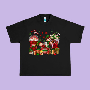 Elf Coffee Cups Christmas Urban Heavy Tee Designed By Bundleandbundleshop