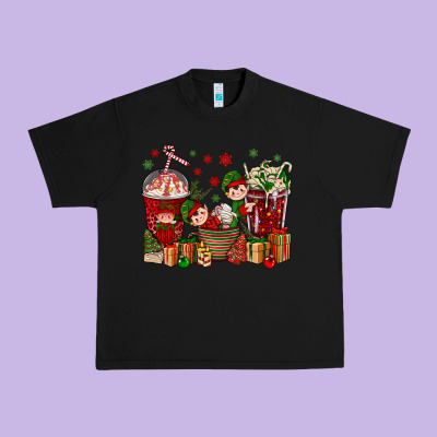 Elf Coffee Cups Christmas Urban Heavy Tee Designed By Bundleandbundleshop