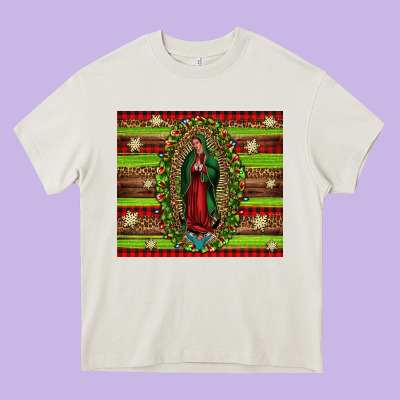 Our Lady Of Guadalupe Christmas Heavy Core Tee Designed By Jasminsmagicworld