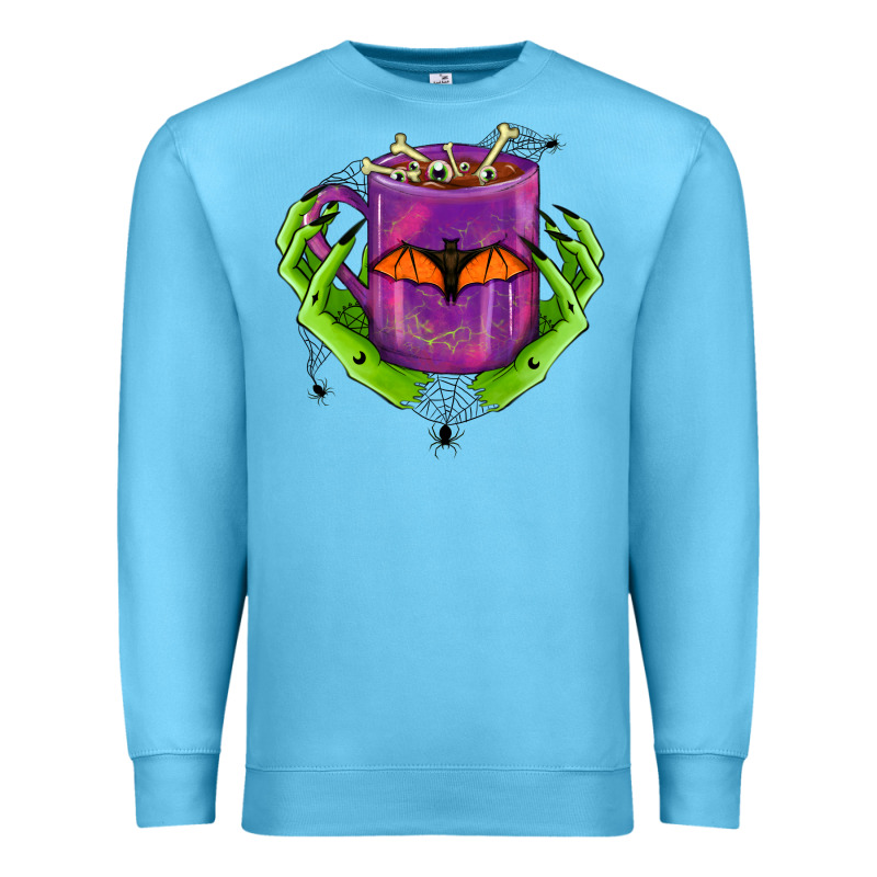 Halloween Coffee Cup With Hands Premium Sweatshirt by FaDigitalArtStudio | Teevron