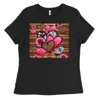 Black valentines day western hearts and sunflowers Ladies Tee - Jasminsmagicworld
