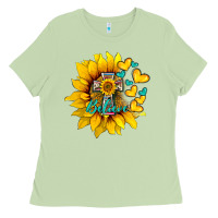 Matcha western sunflower  cross believe Ladies Tee - BarkalooDesign