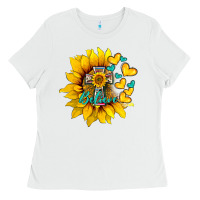 White western sunflower  cross believe Ladies Tee - BarkalooDesign