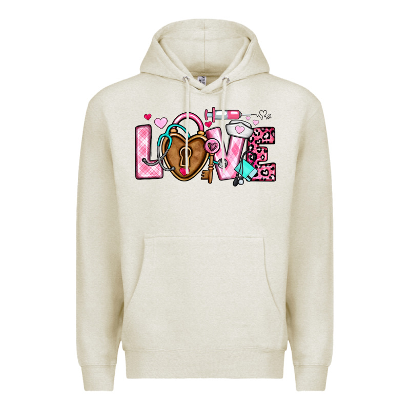 Love Valentines Day Nurse Premium Hoodie by OliviaCreatesArt | Teevron
