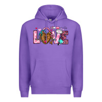 Purple love valentines day nurse Premium Hoodie - OliviaCreatesArt