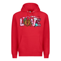 Red love valentines day nurse Premium Hoodie - OliviaCreatesArt