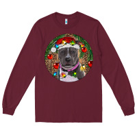 Burgundy Christmas Pitbull Long Sleeve Tee - RanaPortraitStore