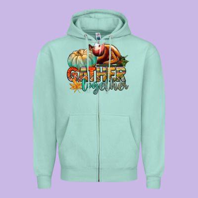 Gather Together Zipper Hoodie Designed By Cowgirlartshop