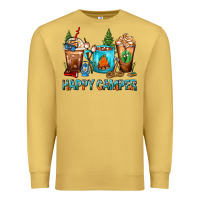 Antique Gold Happy Camper Coffee Cups Premium Sweatshirt - FaDigitalArtStudio