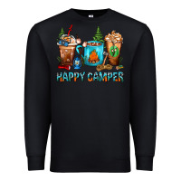 Black Happy Camper Coffee Cups Premium Sweatshirt - FaDigitalArtStudio