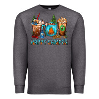 Charcoal Heather Happy Camper Coffee Cups Premium Sweatshirt - FaDigitalArtStudio