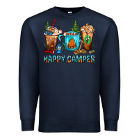 Navy Happy Camper Coffee Cups Premium Sweatshirt - FaDigitalArtStudio