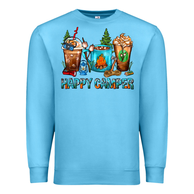 Happy Camper Coffee Cups Premium Sweatshirt by FaDigitalArtStudio | Teevron