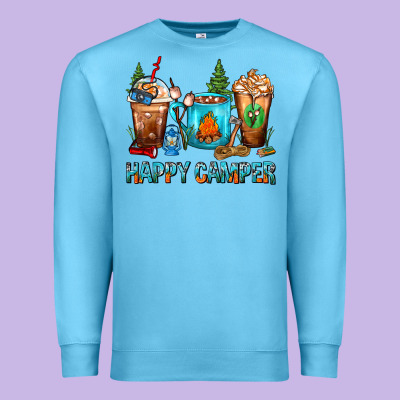 Happy Camper Coffee Cups Premium Sweatshirt Designed By Fadigitalartstudio