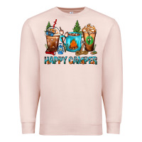 Pale Pink Happy Camper Coffee Cups Premium Sweatshirt - FaDigitalArtStudio