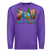 Purple Happy Camper Coffee Cups Premium Sweatshirt - FaDigitalArtStudio