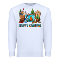 White Happy Camper Coffee Cups Premium Sweatshirt - FaDigitalArtStudio