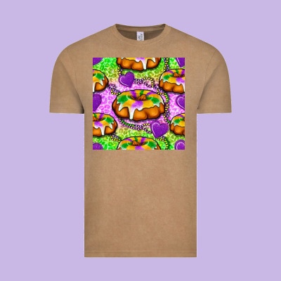 Mardi Gras King Cake Seamless Pattern Vintage Tee Designed By Bundleandbundleshop